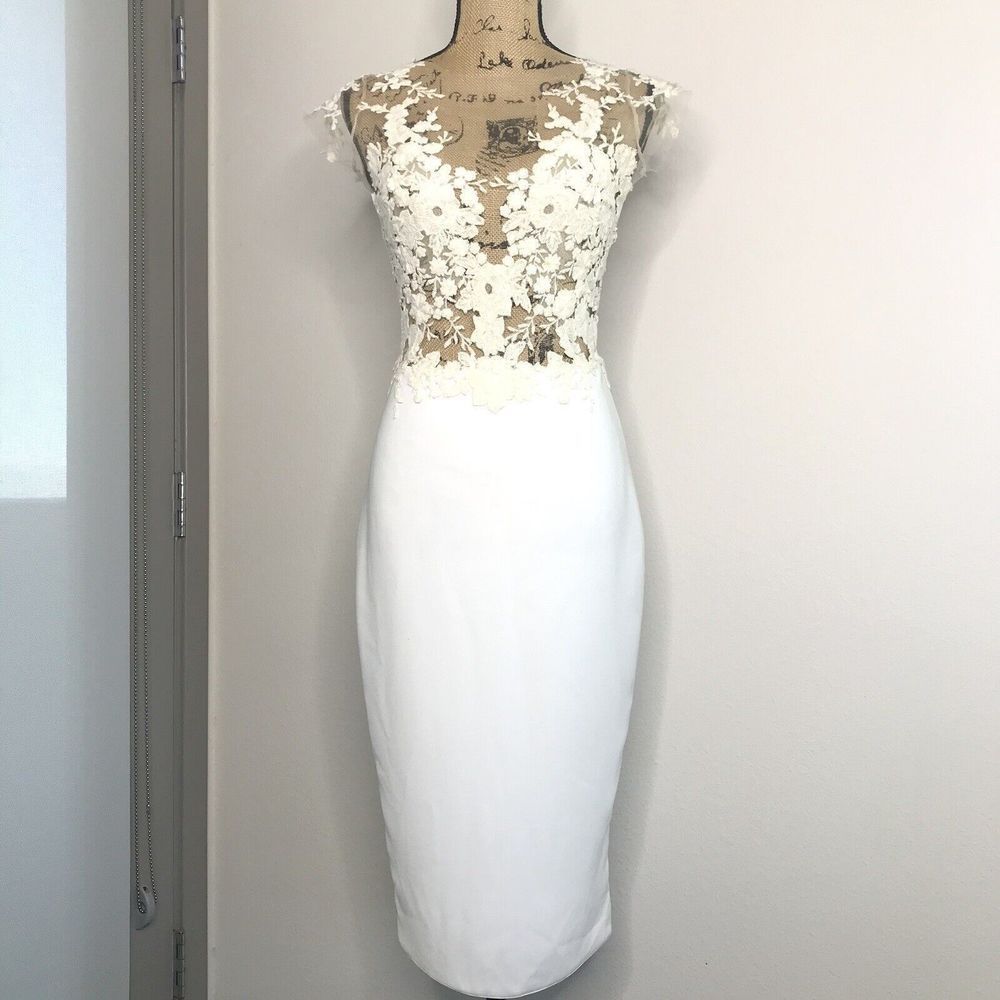 Elegant White Floral Lace Dress